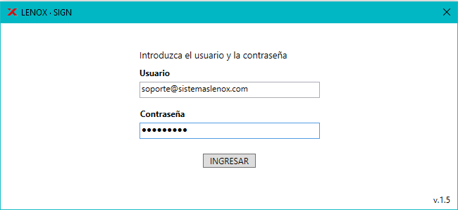 Pantalla de inicio de sesión