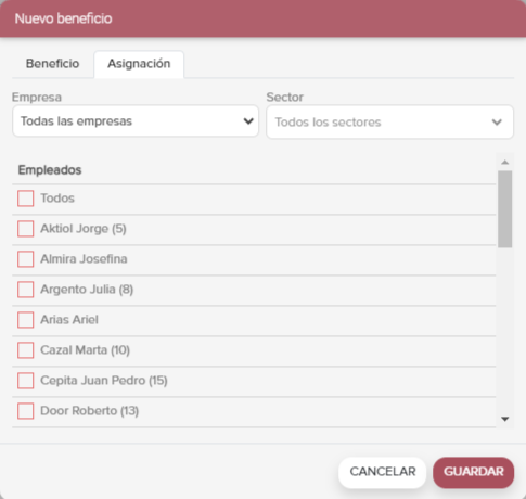 Asignación de beneficios