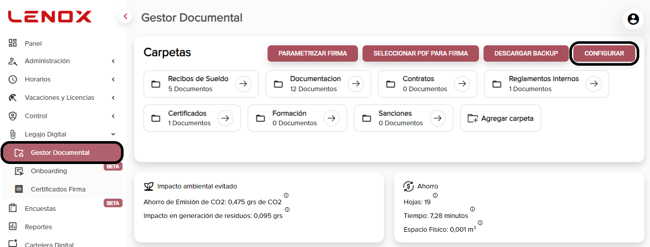 Configuración de separadores