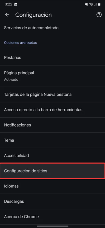 Captura: opciones avanzadas