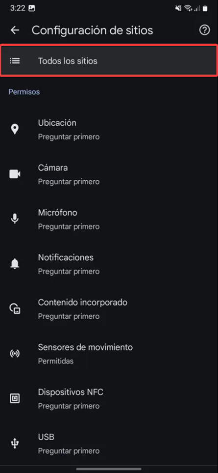 Captura: todos los sitios