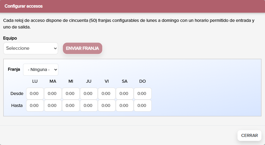 Configuración de Franjas