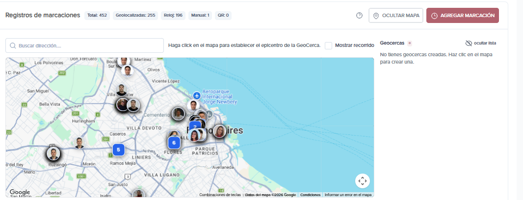 Mapa de marcaciones para crear una geocerca